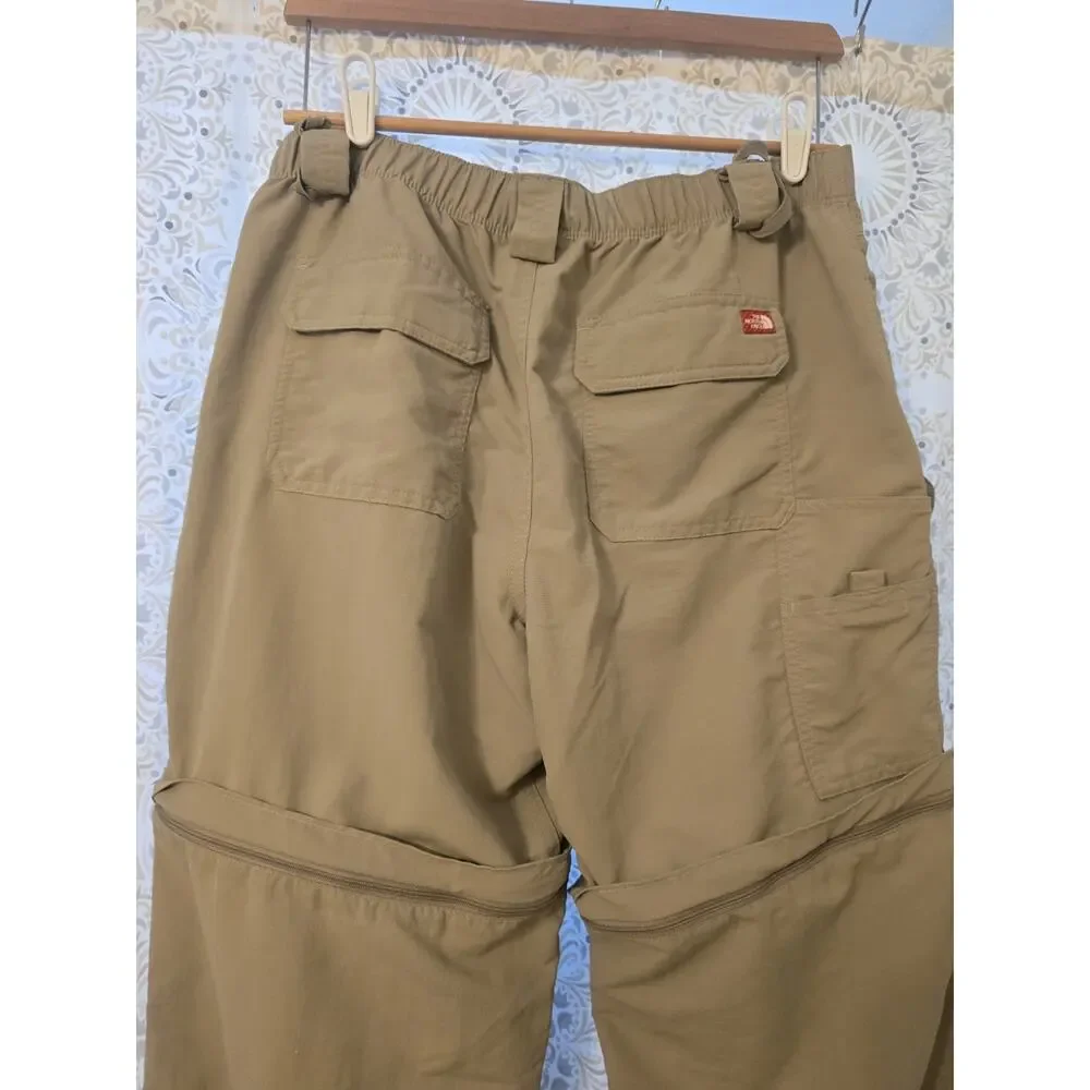 North Face Convertible Pants Mens Medium Long Khaki Beige Cargo Shorts Hiking NF